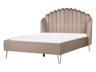 Bed Fluweel AMBILLOU 140 x 200 cm Taupe