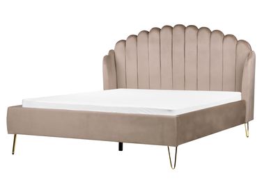 Bed Fluweel AMBILLOU 160 x 200 cm Taupe