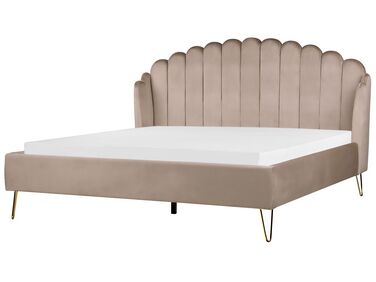 Bed Fluweel AMBILLOU 180 x 200 cm Taupe