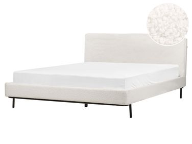 Bed Bouclé CORIO 160 x 200 cm Gebroken wit