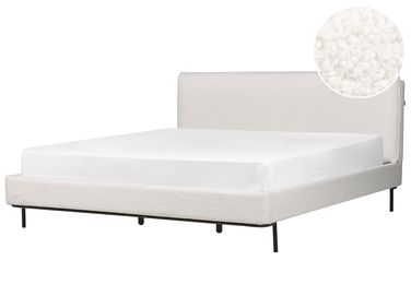 Bed Bouclé CORIO 180 x 200 cm Gebroken wit