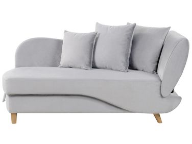Rechtszijdige chaise longue MERI Fluweel Lichtgrijs met opbergruimte