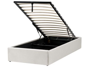Opbergbed zonder hoofdbord Stof DINAN 90 x 200 cm Lichtbeige