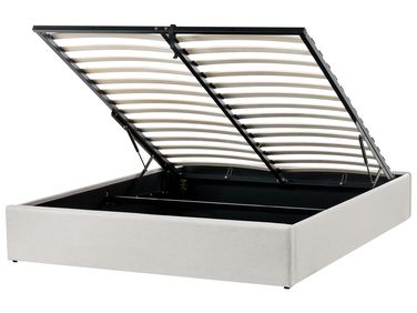 Opbergbed zonder hoofdbord Stof DINAN 160 x 200 cm Lichtbeige