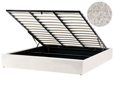 Opbergbed zonder hoofdbord Bouclé DINAN 180 x 200 cm Gebroken wit