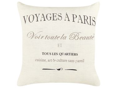 Lot de 2 coussins décoratifs MINDALA Lin 50 x 50 cm Blanc cassé Texte