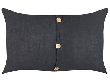 Lot de 2 coussins décoratifs BANORI Lin 30 x 50 cm Noir Unicolore