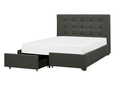 Bed met opbergladen Stof LA ROCHELLE 140 x 200 cm Donkergrijs