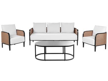 Garden Lounge Set with Table 5 Seater MONTEFALCO Metal White