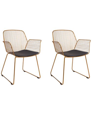 Set van 2 eetkamerstoelen APPLETON Metaal Goud