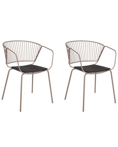 Set van 2 eetkamerstoelen RIGBY Metaal Beige