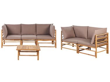 Ensemble de salon de jardin avec table 5 places CERRETO Bambou Taupe
