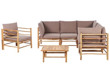 Ensemble de salon de jardin avec table 6 places CERRETO Bambou Taupe