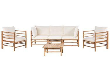 Garden Lounge Set with Table 5 Seater CERRETO Bamboo Off-White