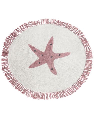 Kids Rug STARS Off-White ø 120 cm Cotton
