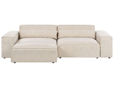 Canapé modulable 3 places HELLNAR Velours Beige clair avec ottoman