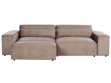 Canapé modulable 3 places HELLNAR Tissu Marron clair avec ottoman