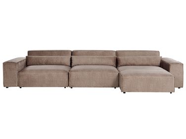 Canapé d'angle modulable 4 places HELLNAR Tissu Marron clair Côté gauche