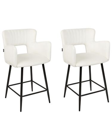 Set van 2 barstoelen SANILAC Fluweel Wit