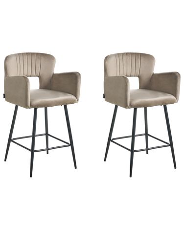 Set van 2 barstoelen SANILAC Fluweel Taupe