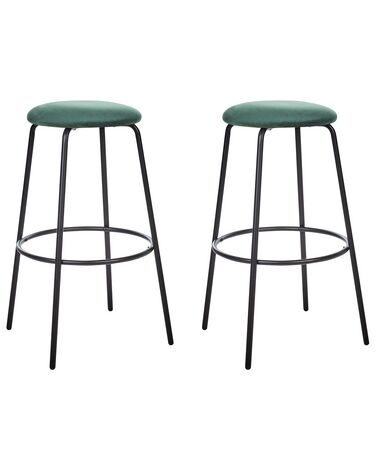 Set van 2 barstoelen MORTON Fluweel Smaragdgroen