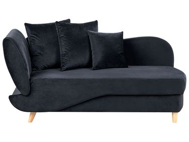 Linkszijdige chaise longue MERI Fluweel Zwart met opbergruimte