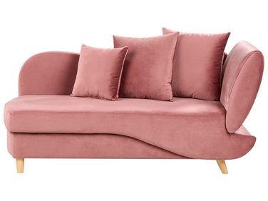 Rechtszijdige chaise longue MERI Fluweel Roze met opbergruimte