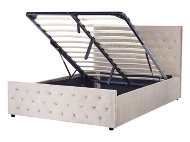 Bed met opbergruimte Fluweel AMIENS 140 x 200 cm Taupe