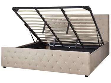 Bed met opbergruimte Fluweel AMIENS 180 x 200 cm Taupe