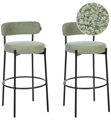 Set van 2 barstoelen ALLISON Bouclé Lichtgroen