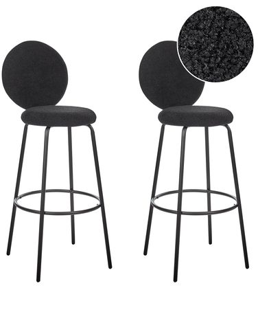 Set van 2 barstoelen EMERY Bouclé Zwart