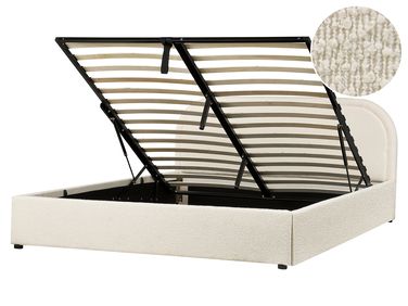 Ottoman Bed Boucle QUILLIEN 160 x 200 cm (EU King Size) Light Beige