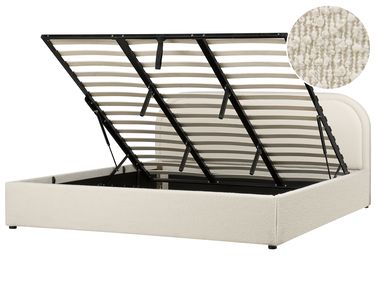 Bed met opbergruimte Bouclé QUILLIEN 180 x 200 cm Lichtbeige
