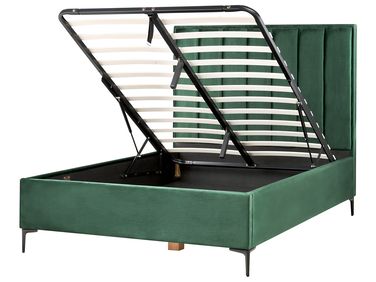 Bed met opbergruimte Fluweel SEZANNE 140 x 200 cm Donkergroen