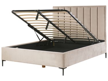 Bed met opbergruimte Fluweel SEZANNE 160 x 200 cm Taupe
