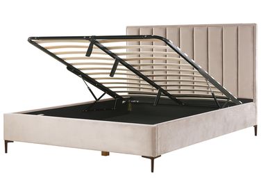 Bed met opbergruimte Fluweel SEZANNE 180 x 200 cm Taupe