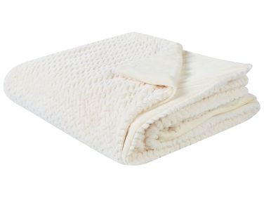 Bedspread SURMI Faux Fur 200 x 220 cm Off-White