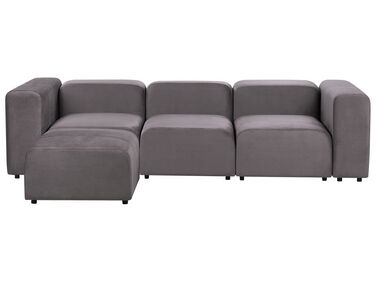 Canapé modulable 3 places FALSTERBO Velours Gris foncé avec ottoman
