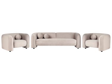 Ensemble de salon 5 places LEIREN Velours Taupe