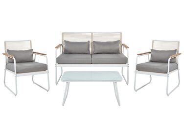 Ensemble de salon de jardin avec table 4 places POMONTE Métal Blanc