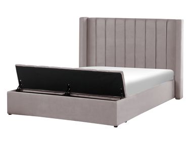 Bed met opbergbankje Fluweel NOYERS 140 x 200 cm Grijs