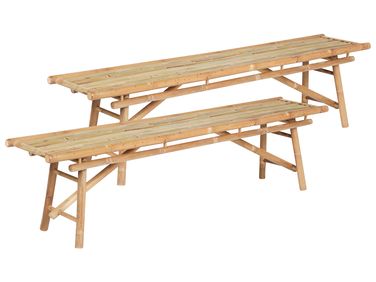 Set of 2 Garden Benches TINDARI 180 cm Bamboo Light Brown