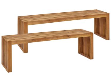 Lot de 2 bancs de jardin SULZANO 150 cm Acacia Marron