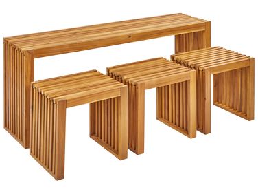 Salle à manger de jardin avec tabourets 3 places BELLANO Acacia Marron