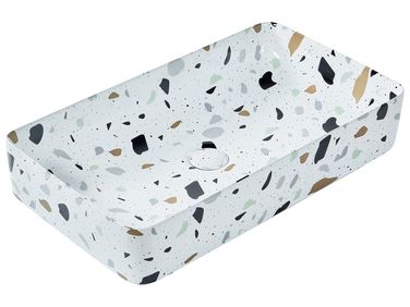 Countertop Basin NULES 510 x 340 mm Ceramic White Terrazzo