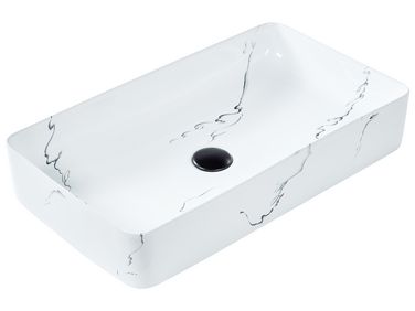Countertop Basin HOPI 610 x 350 mm Ceramic White Marble