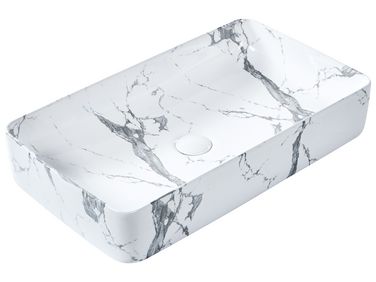 Countertop Basin IPALA 620 x 350 mm Ceramic White Marble