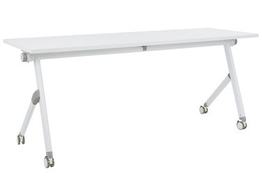 Inklapbaar bureau BENDI Wit 180 cm 60 cm met wielen