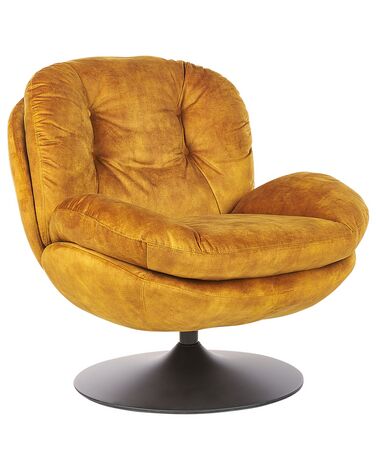 Draaifauteuil NOLVIK Fluweel Mosterdgeel