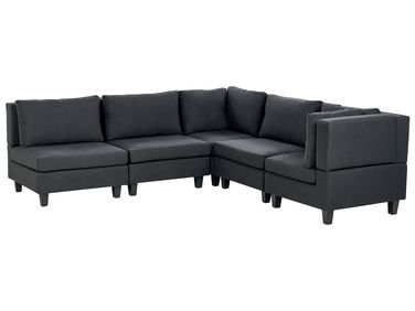 Canapé d'angle modulable 5 places UNSTAD Tissu Noir Côté gauche